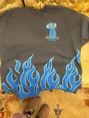 Disney Black Sweatshirt with Blue Flame Graphic